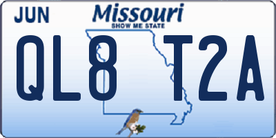 MO license plate QL8T2A
