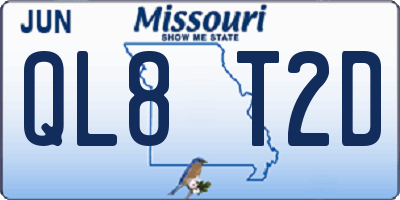 MO license plate QL8T2D
