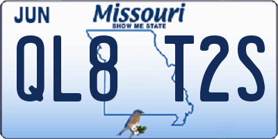 MO license plate QL8T2S