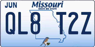 MO license plate QL8T2Z