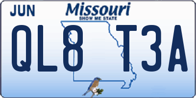 MO license plate QL8T3A