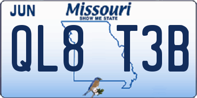 MO license plate QL8T3B