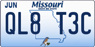MO license plate QL8T3C