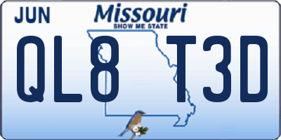 MO license plate QL8T3D