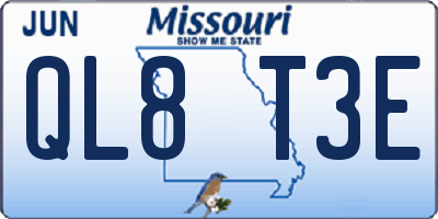 MO license plate QL8T3E