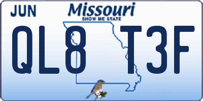 MO license plate QL8T3F