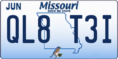 MO license plate QL8T3I