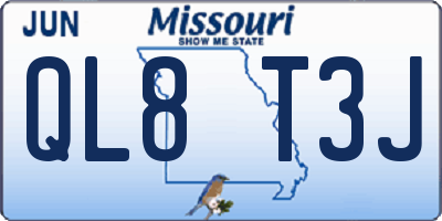 MO license plate QL8T3J