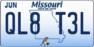 MO license plate QL8T3L