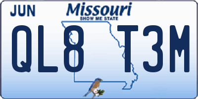 MO license plate QL8T3M
