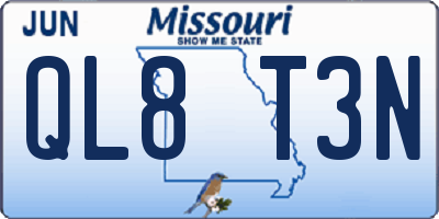 MO license plate QL8T3N