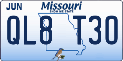 MO license plate QL8T3O