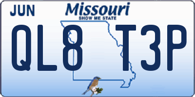 MO license plate QL8T3P