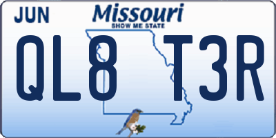 MO license plate QL8T3R
