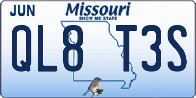 MO license plate QL8T3S