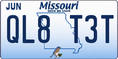 MO license plate QL8T3T