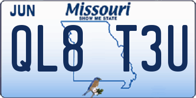 MO license plate QL8T3U