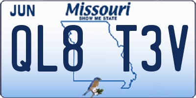 MO license plate QL8T3V