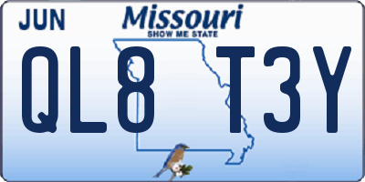 MO license plate QL8T3Y