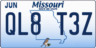 MO license plate QL8T3Z