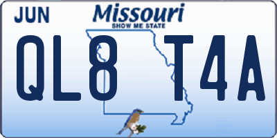 MO license plate QL8T4A