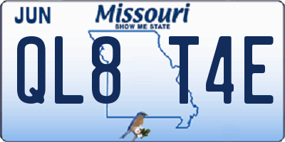 MO license plate QL8T4E
