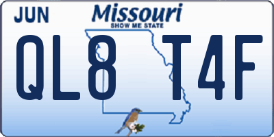 MO license plate QL8T4F