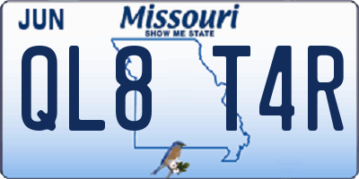 MO license plate QL8T4R