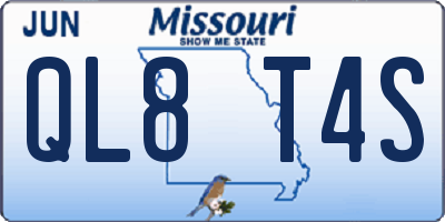 MO license plate QL8T4S