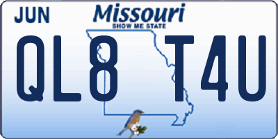 MO license plate QL8T4U
