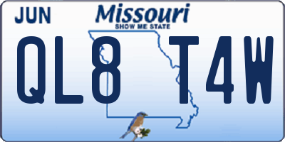 MO license plate QL8T4W