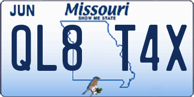 MO license plate QL8T4X