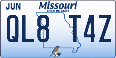 MO license plate QL8T4Z