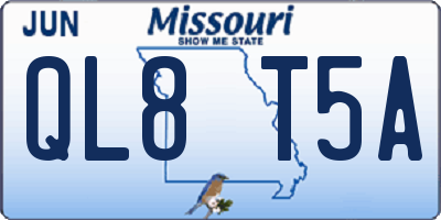 MO license plate QL8T5A