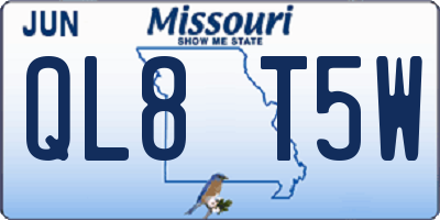 MO license plate QL8T5W