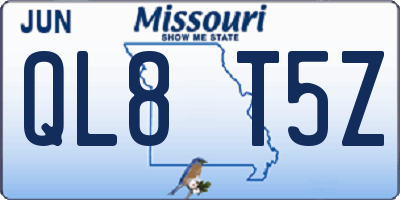MO license plate QL8T5Z