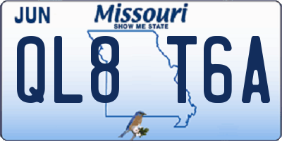 MO license plate QL8T6A