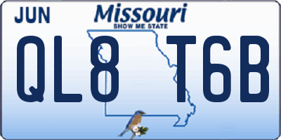 MO license plate QL8T6B