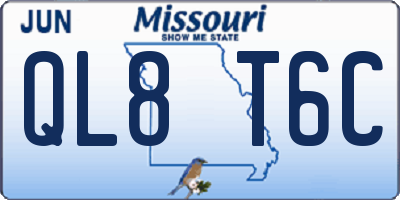 MO license plate QL8T6C