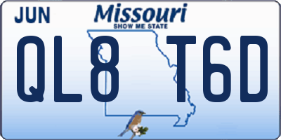MO license plate QL8T6D