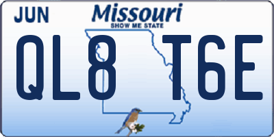 MO license plate QL8T6E