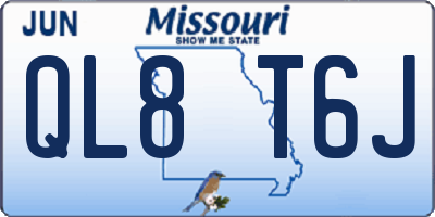 MO license plate QL8T6J