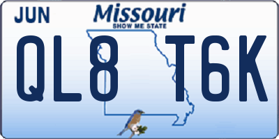 MO license plate QL8T6K