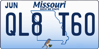 MO license plate QL8T6O