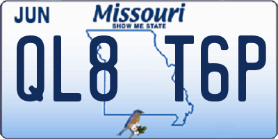 MO license plate QL8T6P