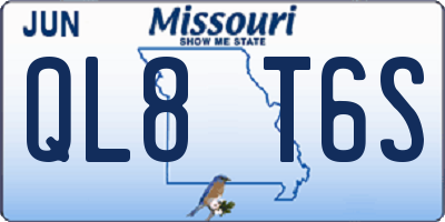 MO license plate QL8T6S