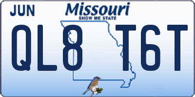 MO license plate QL8T6T