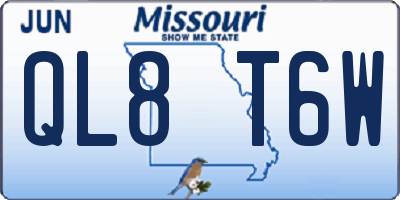 MO license plate QL8T6W