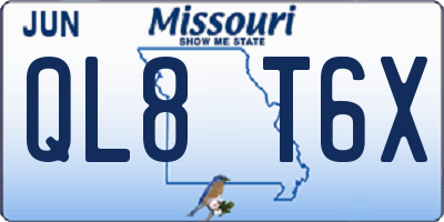 MO license plate QL8T6X