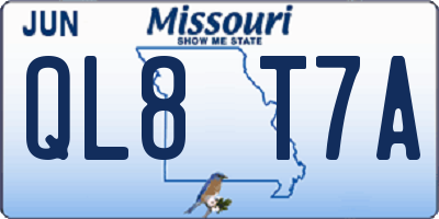 MO license plate QL8T7A